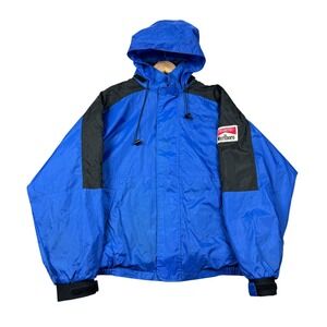 Vintage 90 Marlboro Unlimited Jacket Men Large Blue Nylon Windbreaker Hooded